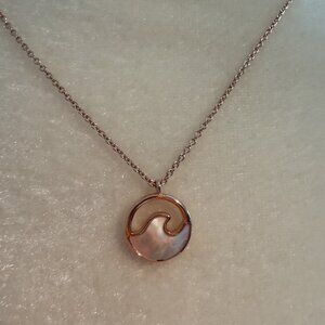 Pura Vida Stone Wave Rose Gold Necklace Mother of Pearl EUC